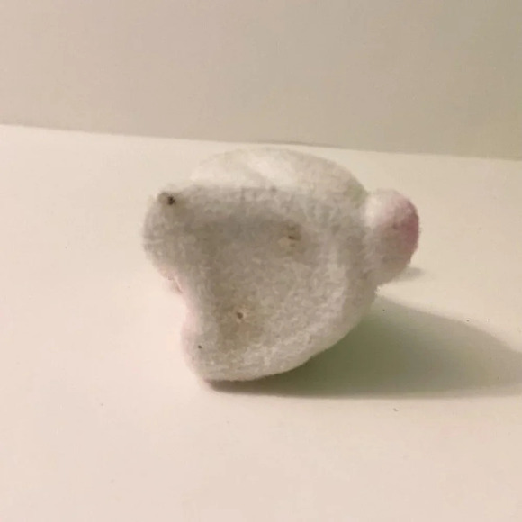 Vintage Lot of 2 Flocked White Bunny Rabbit Miniature Figures Red Eyes - Picture 7 of 14